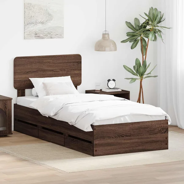 Cadre de lit Chêne brun 100 x 200 cm Bois d’ingénierie