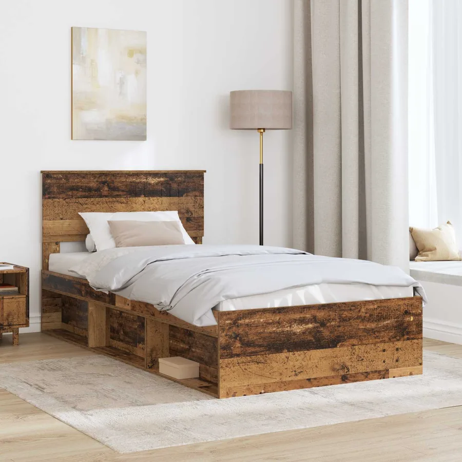 Cadre de lit Bois ancien 100 x 200 cm Pin massif - 3
