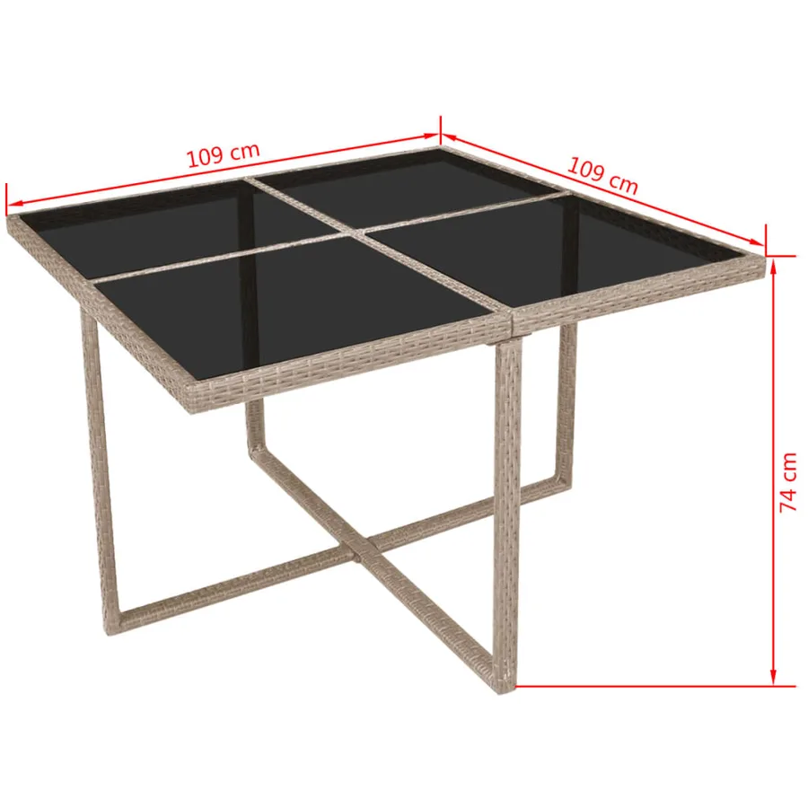 Ensemble à manger d'extérieur et coussins 9 pcs résine tressée - 9