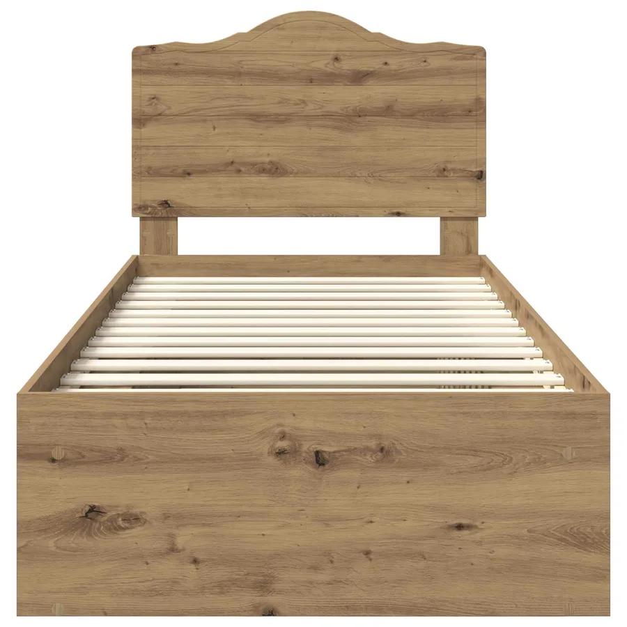 Cadre de lit Chêne artisan 90 x 190 cm Pin massif - 7