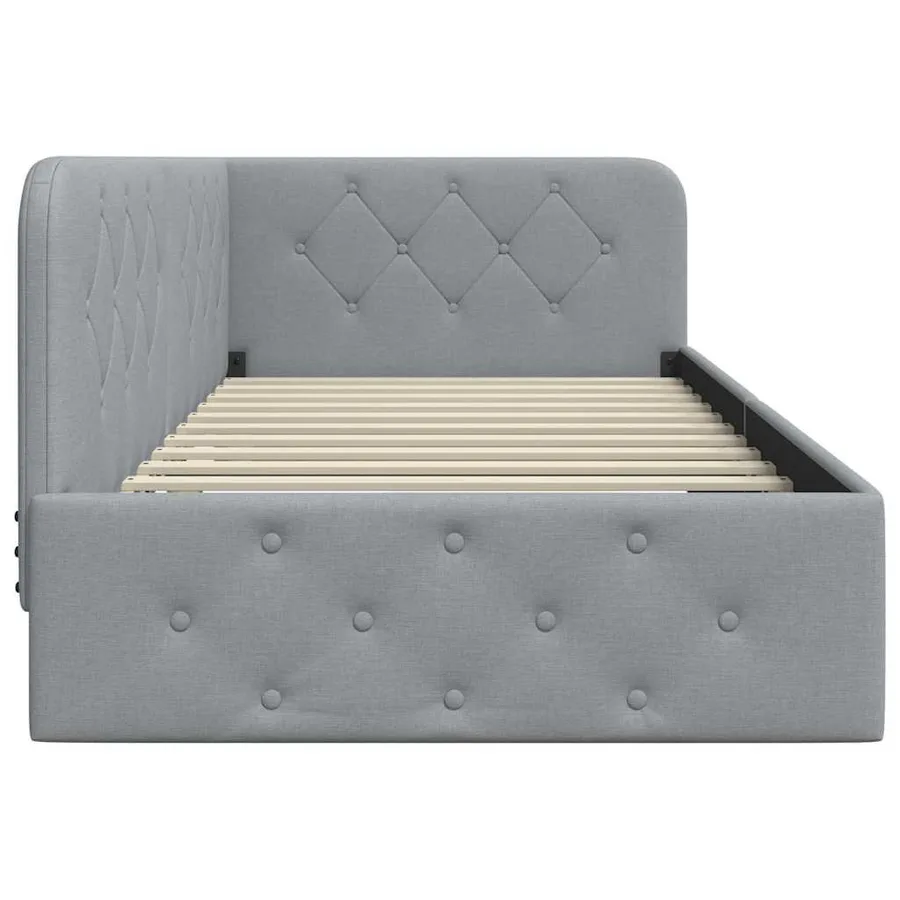 Cadre de lit d'angle Gris clair 90 x 200 cm tissu - 6