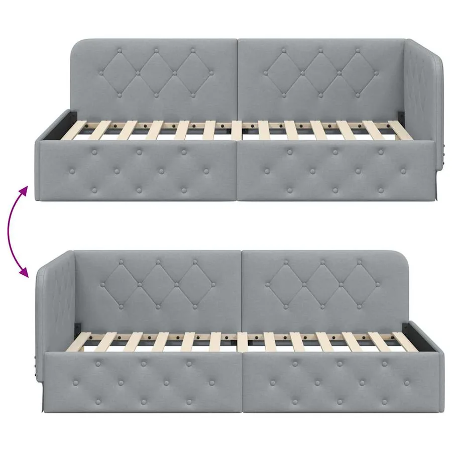 Cadre de lit d'angle Gris clair 90 x 200 cm tissu - 9