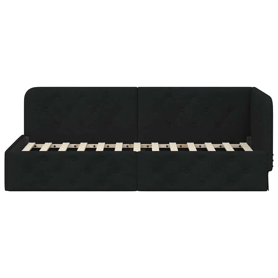 Cadre de lit d'angle Noir 80 x 200 cm tissu - 5