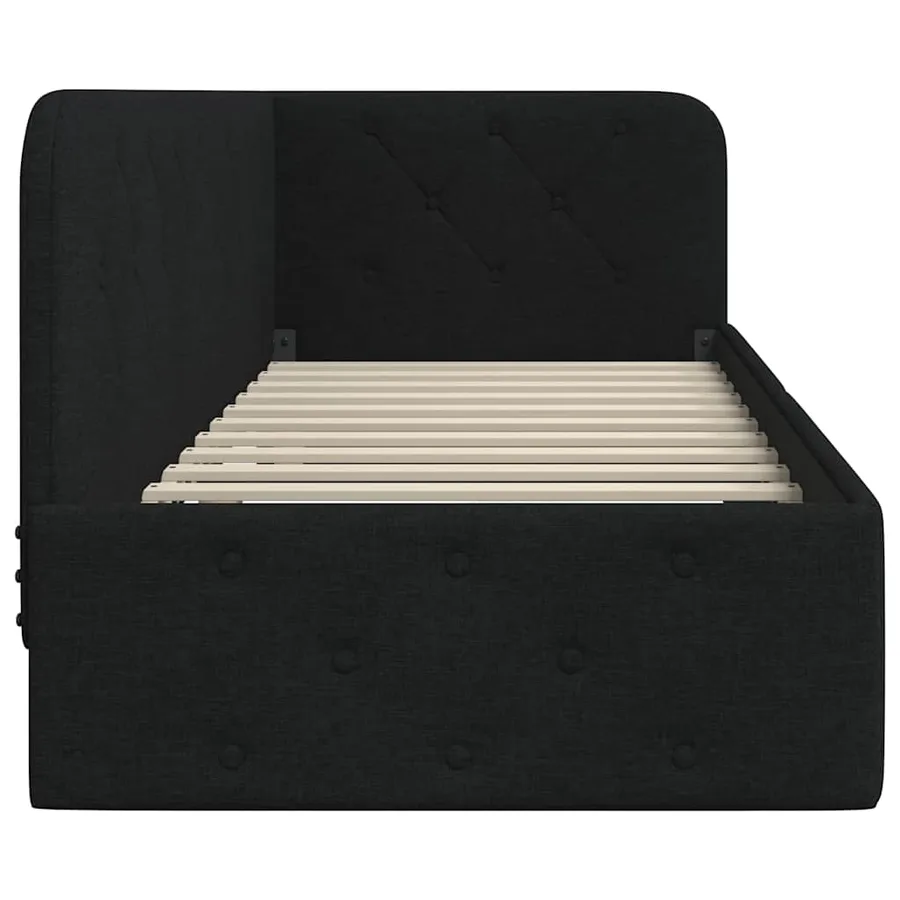 Cadre de lit d'angle Noir 80 x 200 cm tissu - 6