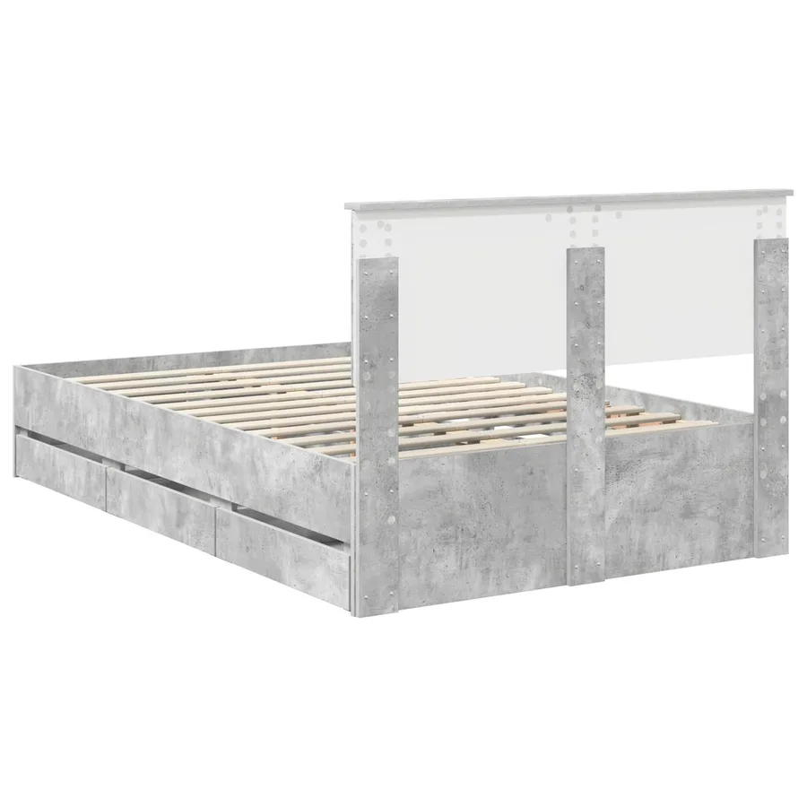 Cadre de lit Gris béton 120 x 190 cm Bois Ingénierie - 10