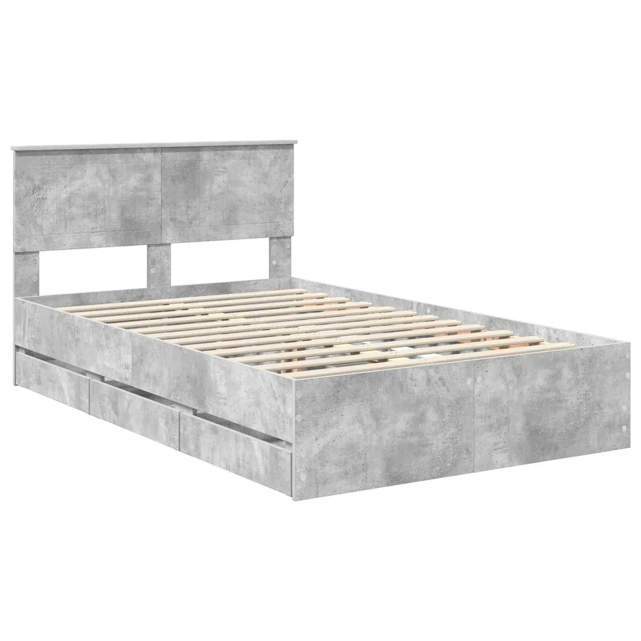 Cadre de lit Gris béton 120 x 190 cm Bois Ingénierie - 4
