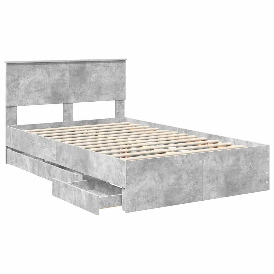 Cadre de lit Gris béton 120 x 190 cm Bois Ingénierie - 5