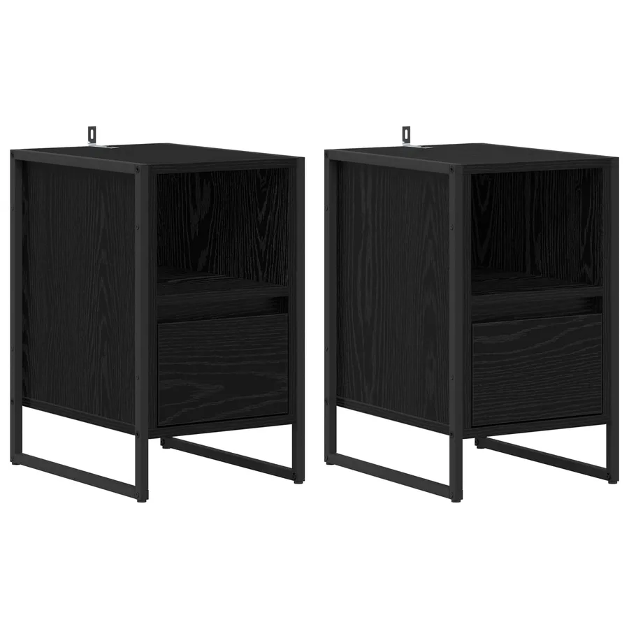 Table de chevet avec tiroir 2 pcs Chêne noir 39,5 x 30 x 50 cm - 2