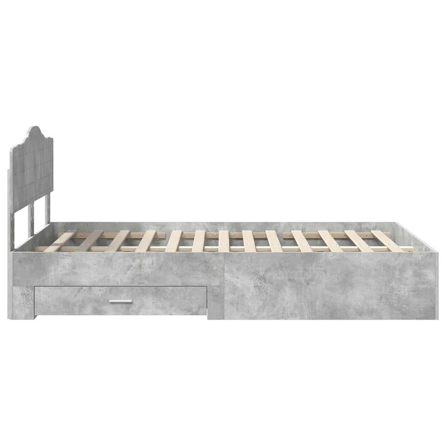 Cadre de lit Gris béton 120 x 200 cm Bois d'ingénierie - 9