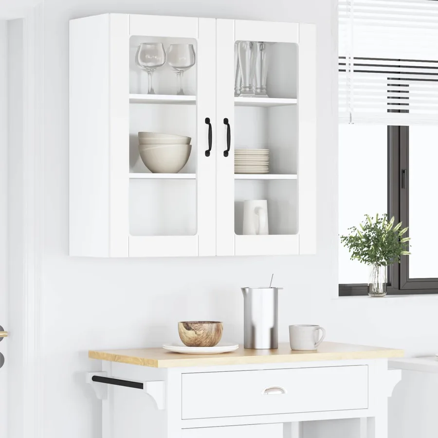 Cabinet en verre mural PORTO Blanc 80 x 31 x 80 cm - 4