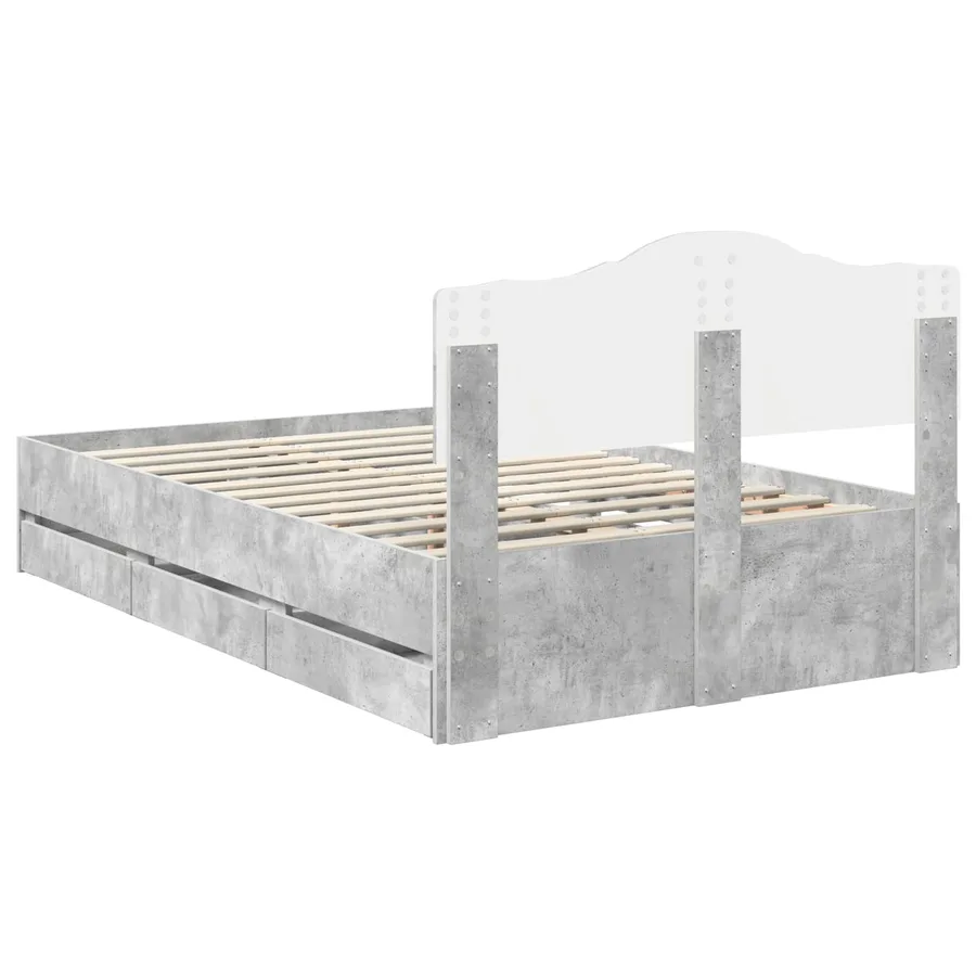 Cadre de lit Gris béton 120 x 190 cm Bois Ingénierie - 10