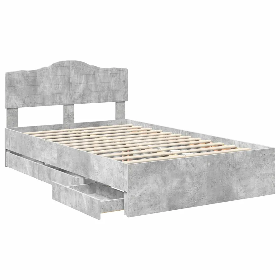 Cadre de lit Gris béton 120 x 190 cm Bois Ingénierie - 5
