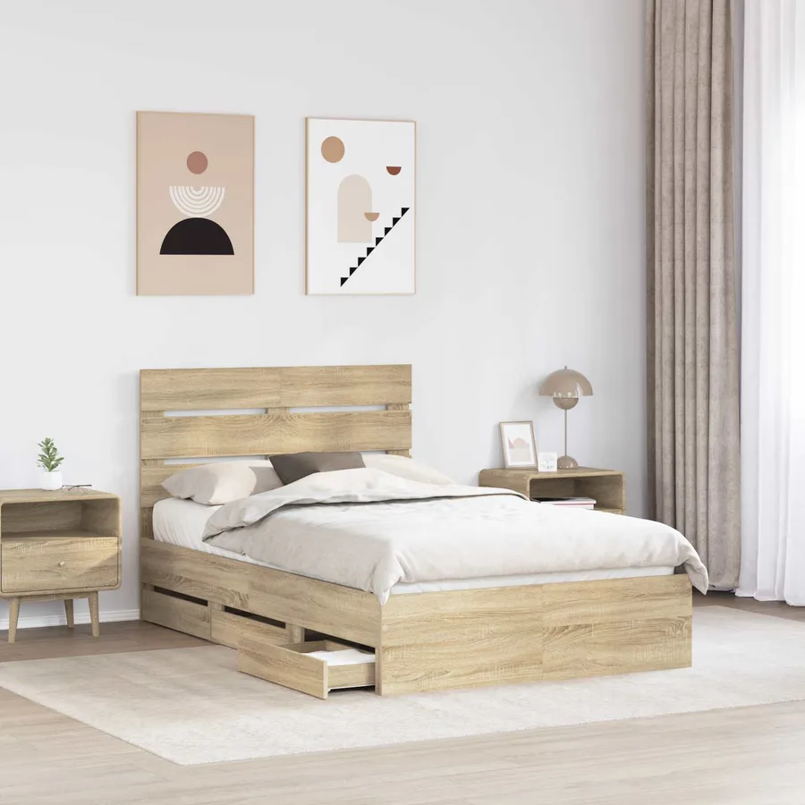 Cadre de lit Chêne Sonoma 120 x 200 cm Bois Ingénierie - 3