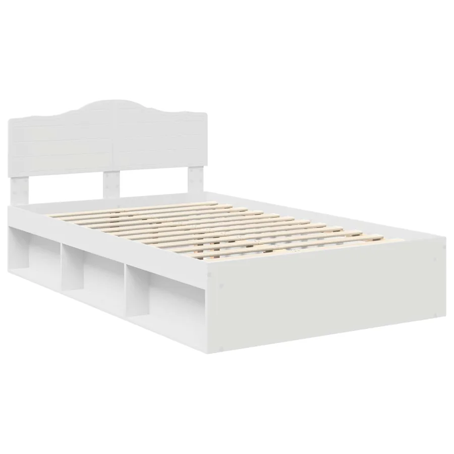Cadre de lit Blanc 120 x 200 cm Bois de pin massif - 4