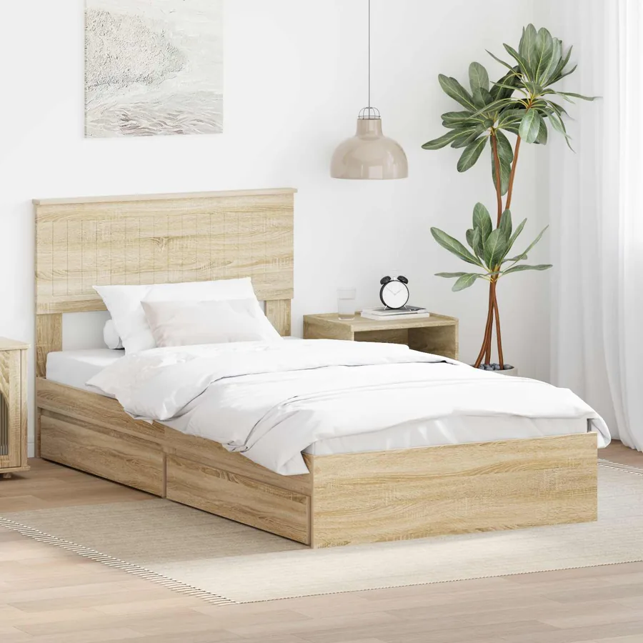 Lit de Rangement Chêne Sonoma 100 x 200 cm Bois d'ingénierie