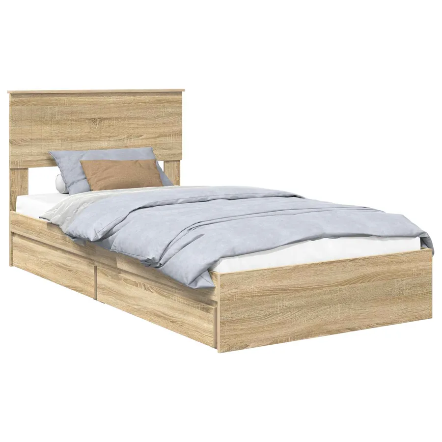 Lit de Rangement Chêne Sonoma 100 x 200 cm Bois d'ingénierie - 2
