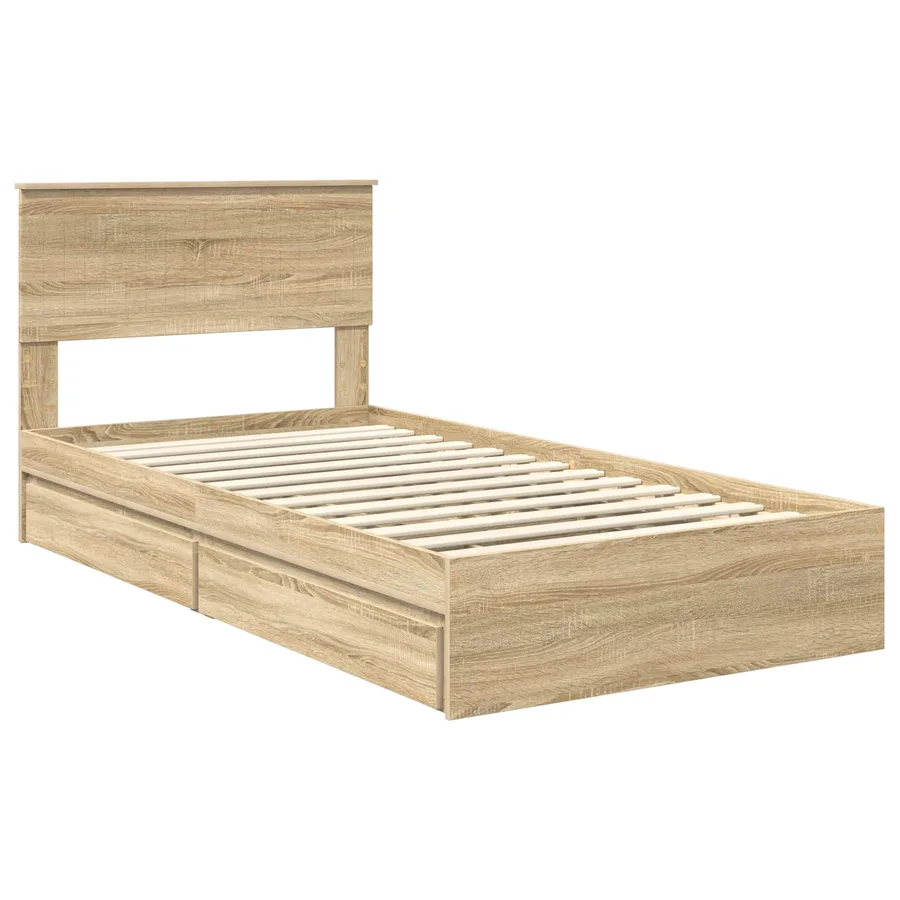 Lit de Rangement Chêne Sonoma 100 x 200 cm Bois d'ingénierie - 4