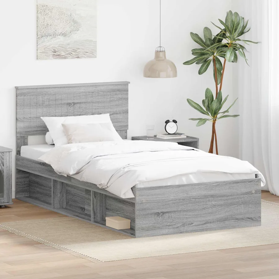 Cadre de lit Gris Sonoma 100 x 200 cm Pin massif