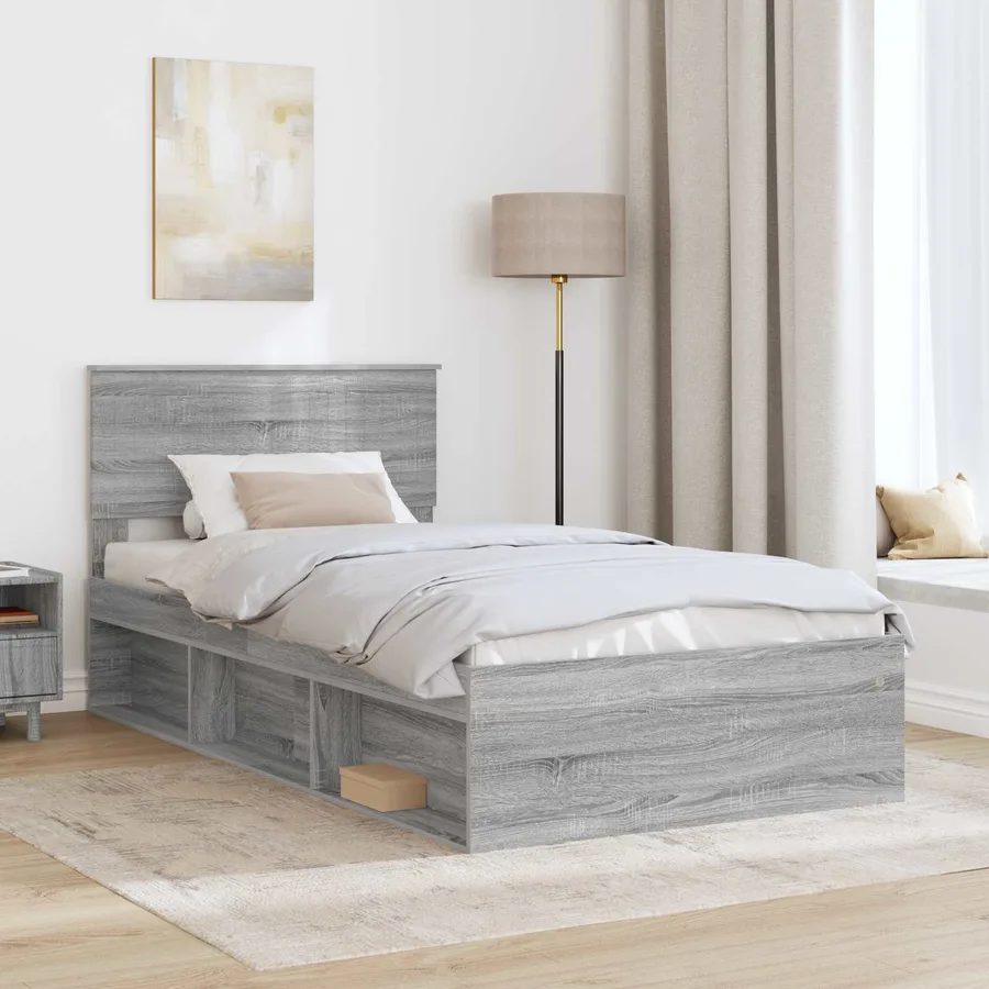Cadre de lit Gris Sonoma 100 x 200 cm Pin massif - 3