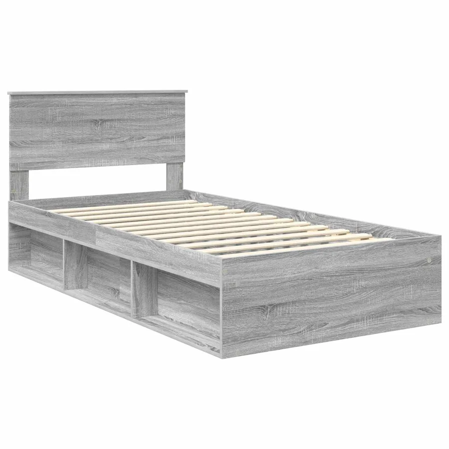 Cadre de lit Gris Sonoma 100 x 200 cm Pin massif - 4