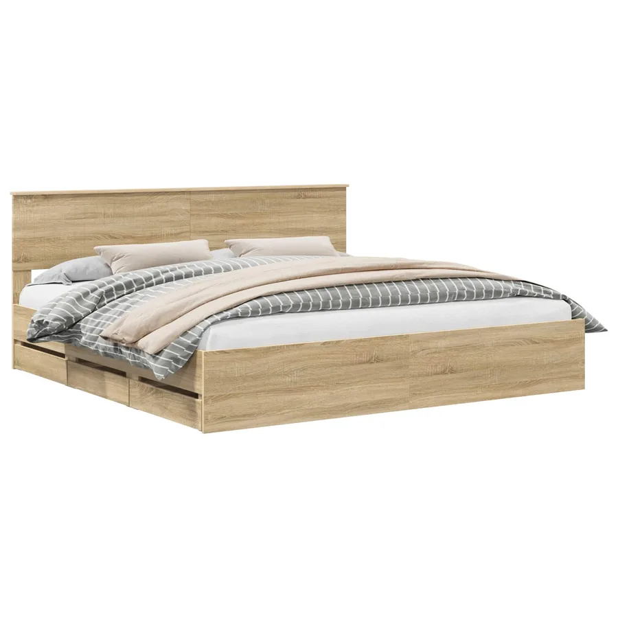 Cadre de lit Chêne Sonoma 200 x 200 cm Bois Ingénierie - 2