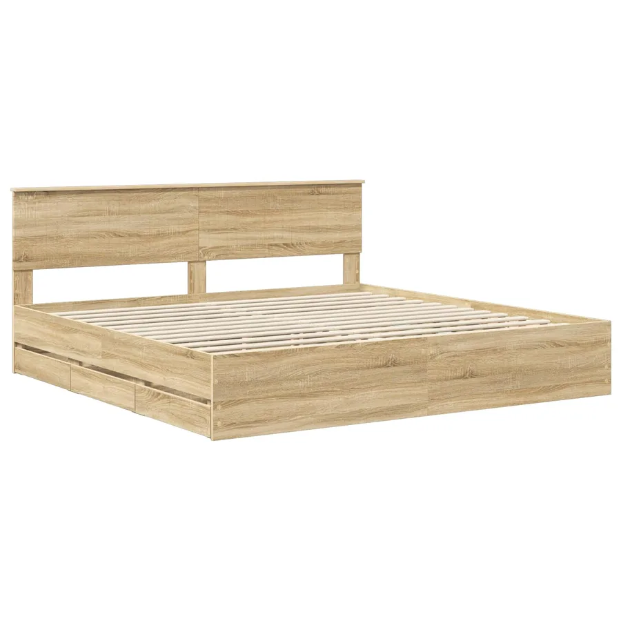 Cadre de lit Chêne Sonoma 200 x 200 cm Bois Ingénierie - 4