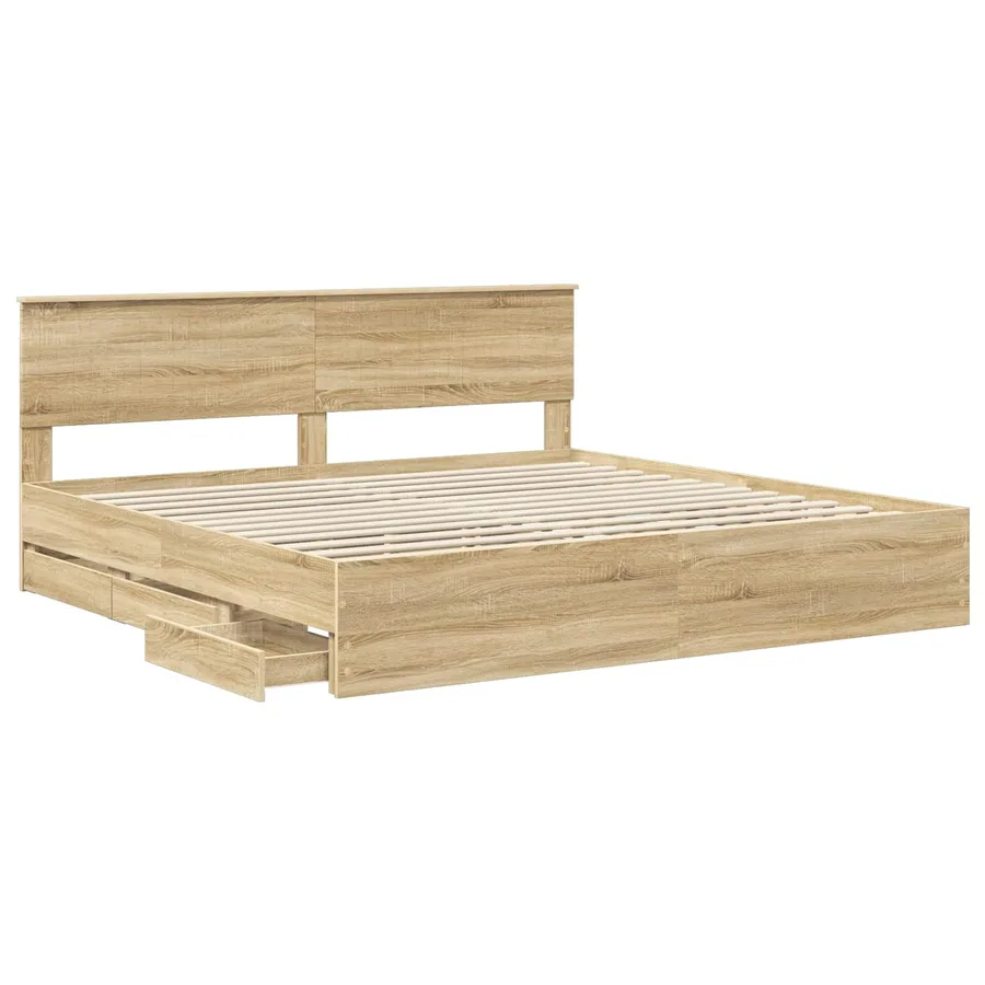 Cadre de lit Chêne Sonoma 200 x 200 cm Bois Ingénierie - 5