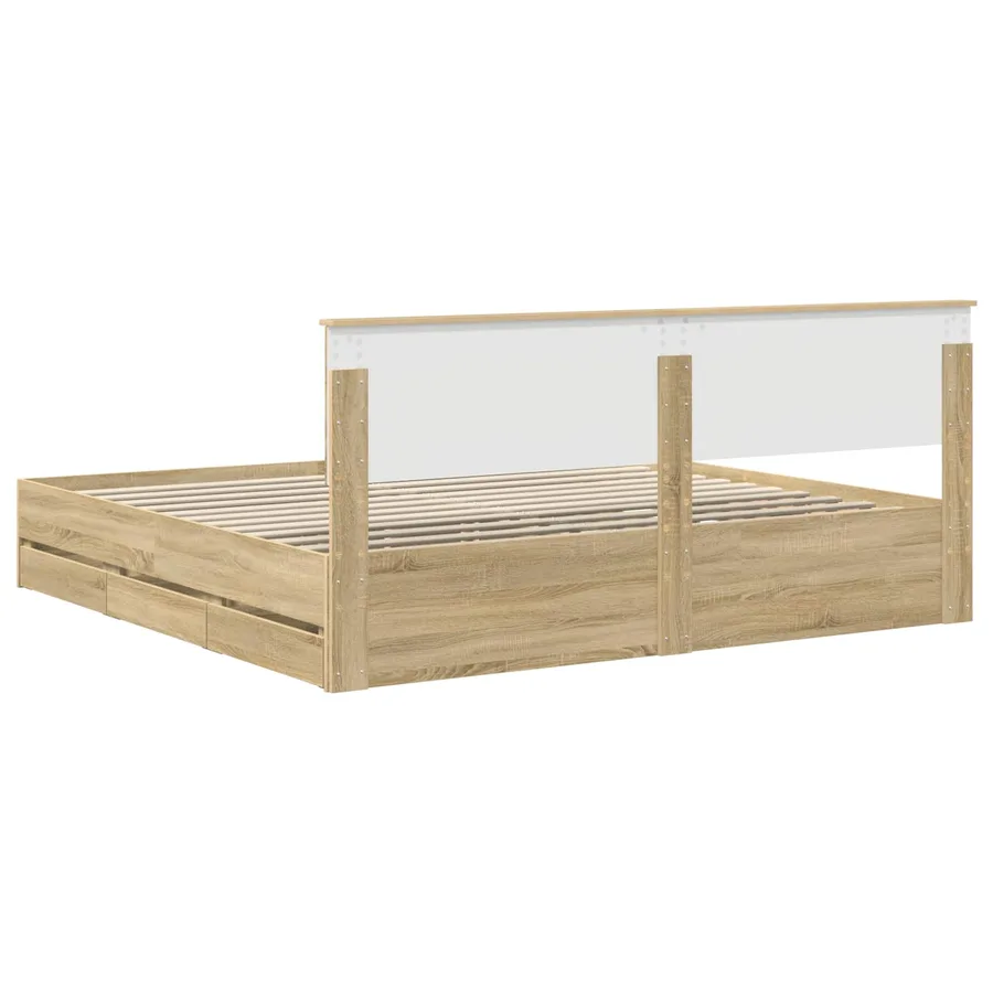 Cadre de lit Chêne Sonoma 200 x 200 cm Bois Ingénierie - 8