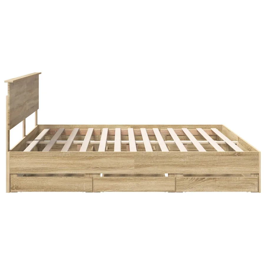 Cadre de lit Chêne Sonoma 200 x 200 cm Bois Ingénierie - 9