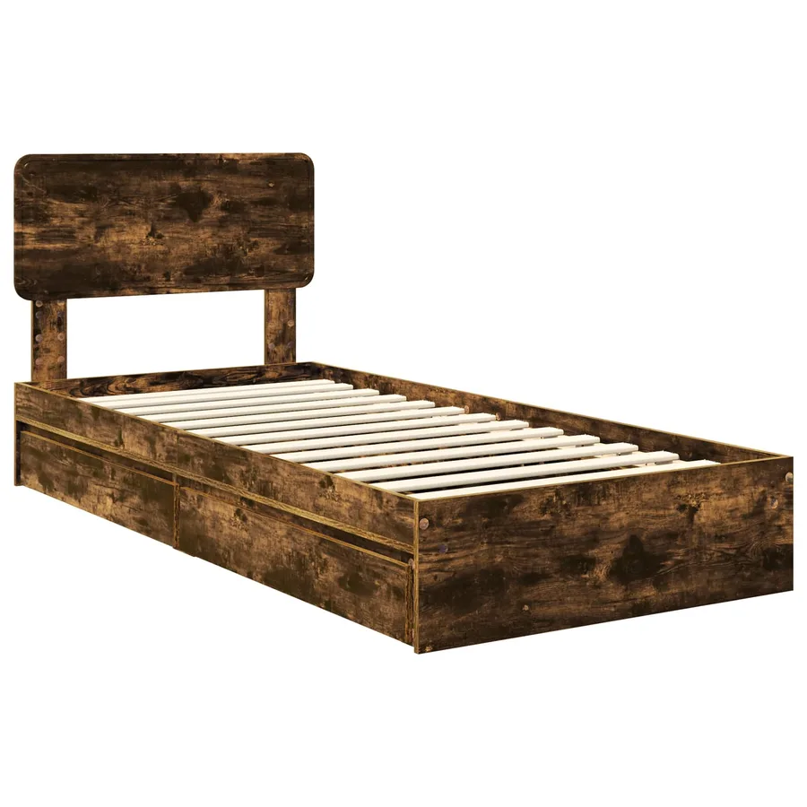 Lit de Rangement Chêne fumé 75 x 190 cm Bois d'ingénierie - 4