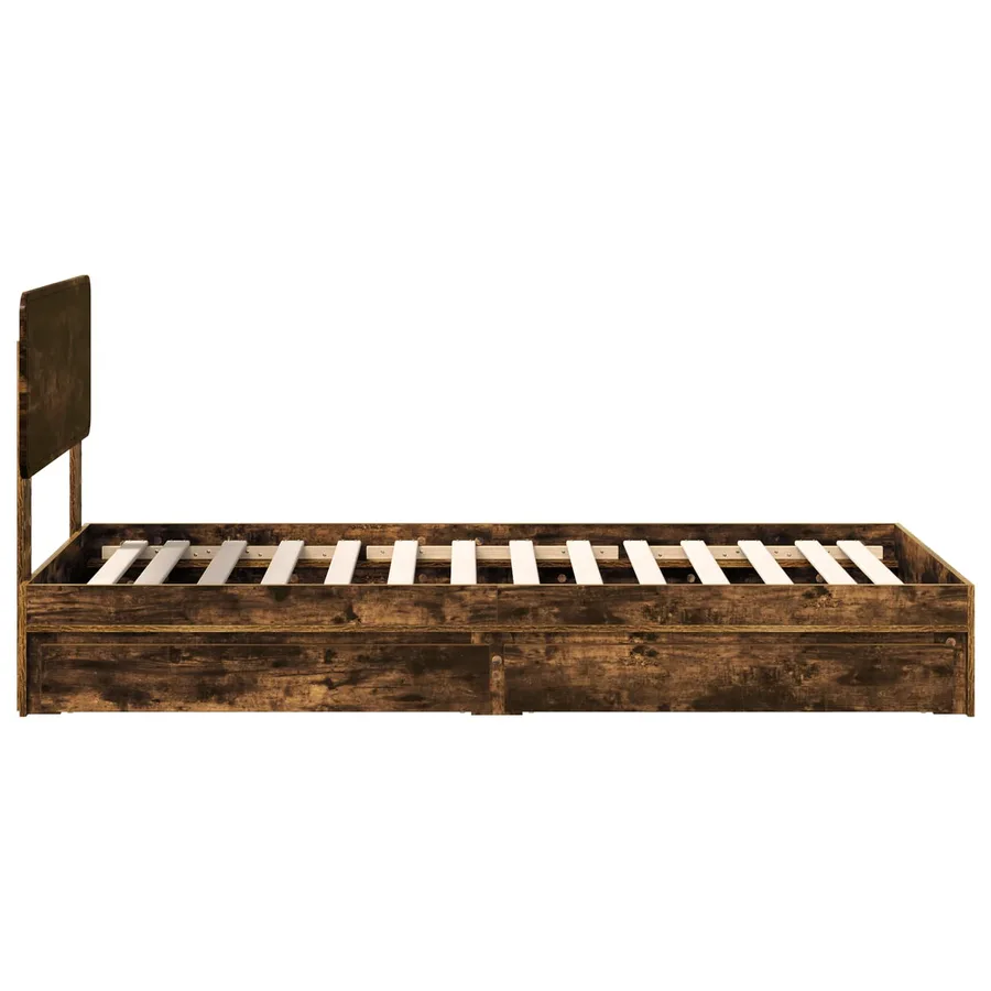 Lit de Rangement Chêne fumé 75 x 190 cm Bois d'ingénierie - 9