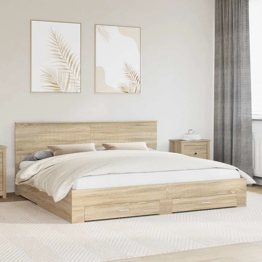 Cadre de lit Chêne Sonoma 200 x 200 cm Bois d'ingénierie