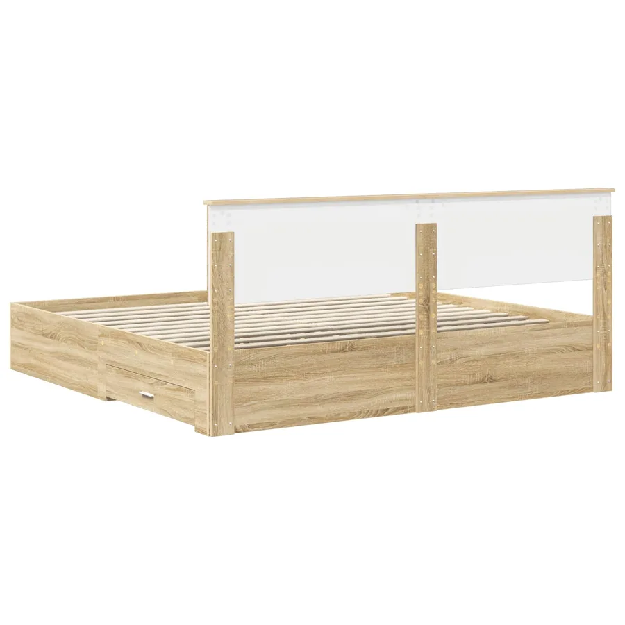 Cadre de lit Chêne Sonoma 200 x 200 cm Bois d'ingénierie - 10