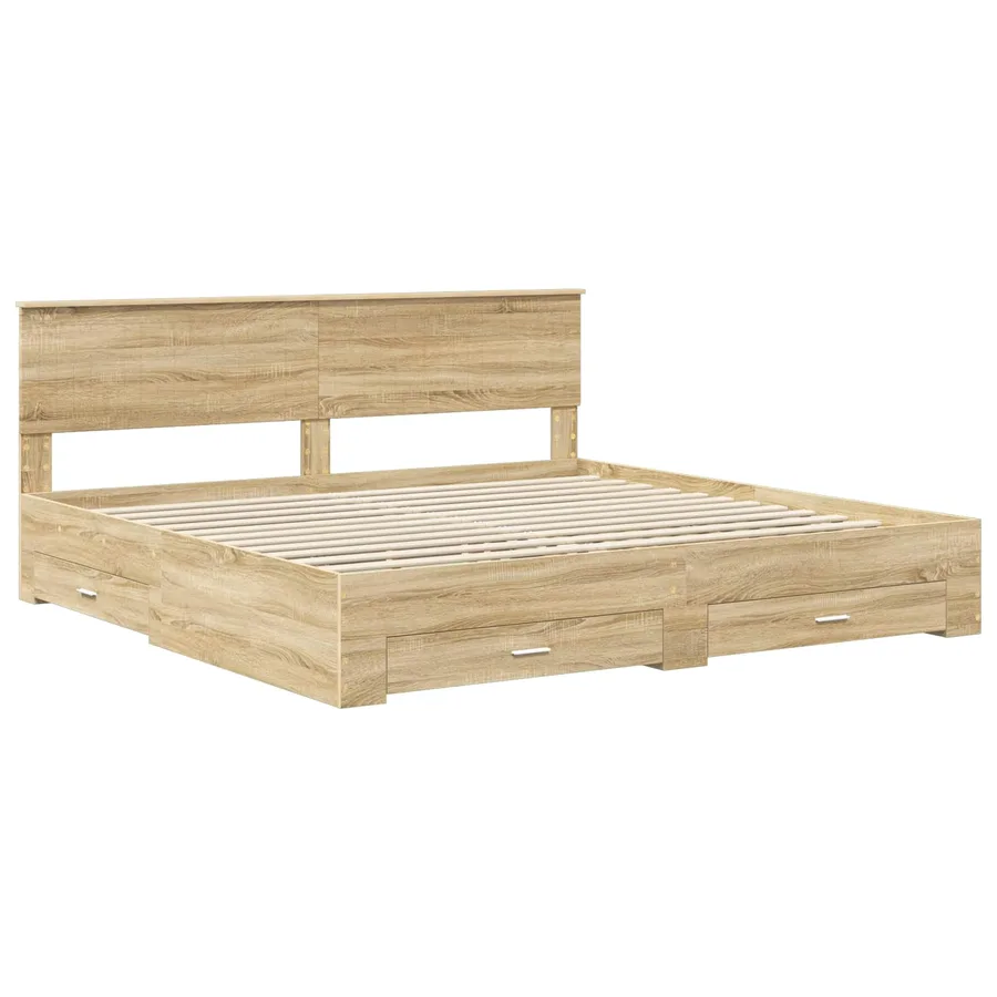 Cadre de lit Chêne Sonoma 200 x 200 cm Bois d'ingénierie - 4