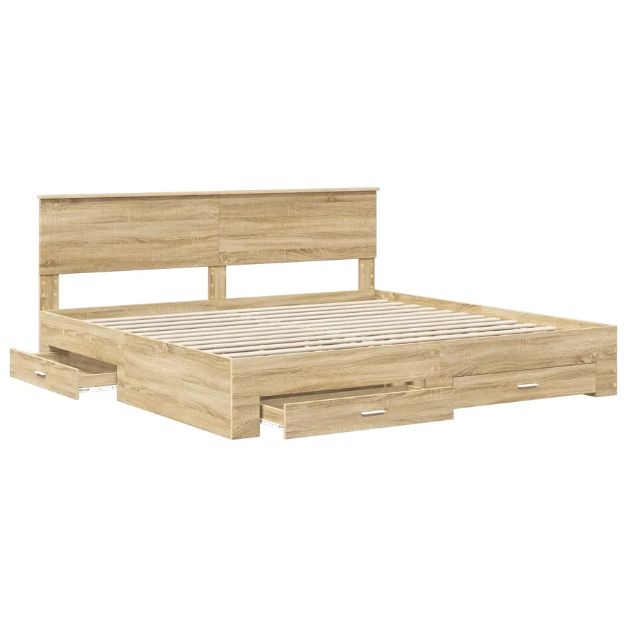 Cadre de lit Chêne Sonoma 200 x 200 cm Bois d'ingénierie - 5