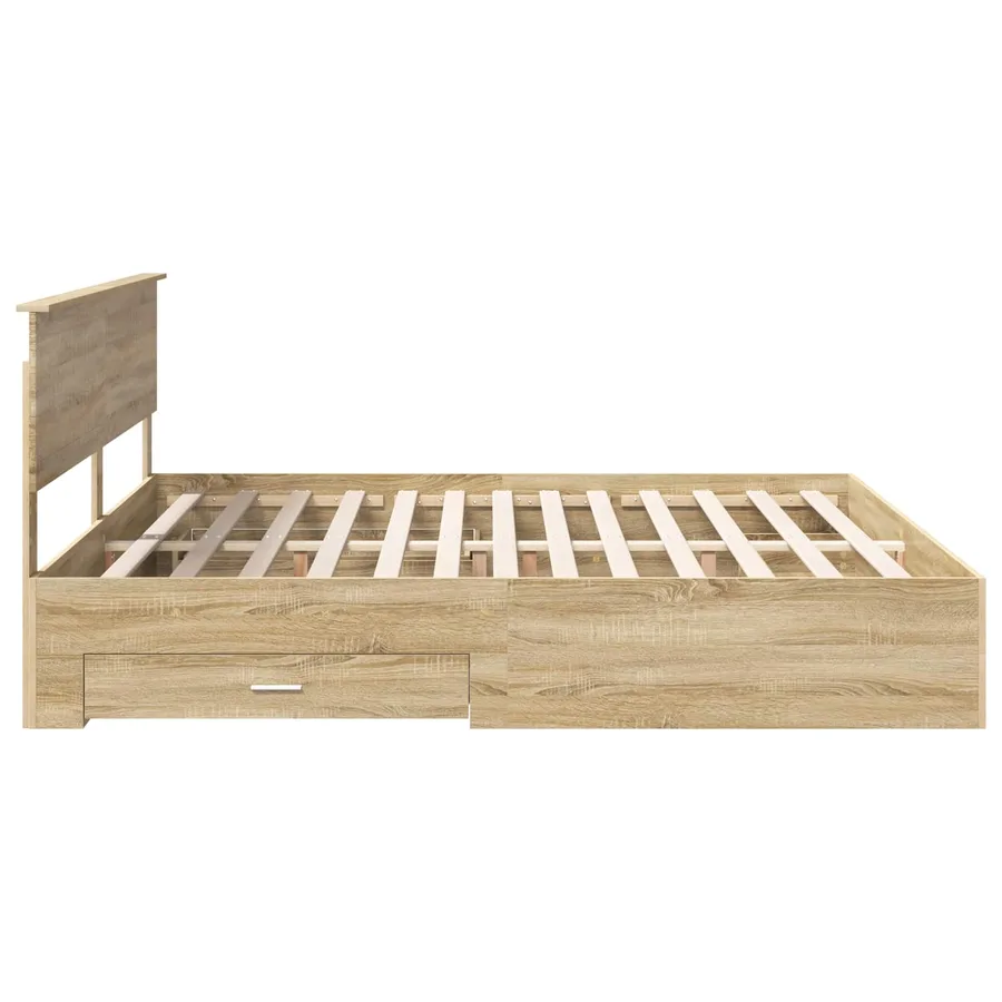 Cadre de lit Chêne Sonoma 200 x 200 cm Bois d'ingénierie - 9