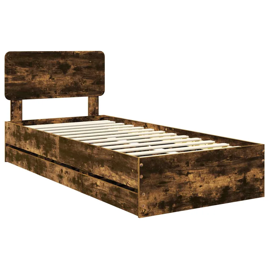 Cadre de lit Chêne Fumé 75 x 190 cm Bois d’ingénierie - 4