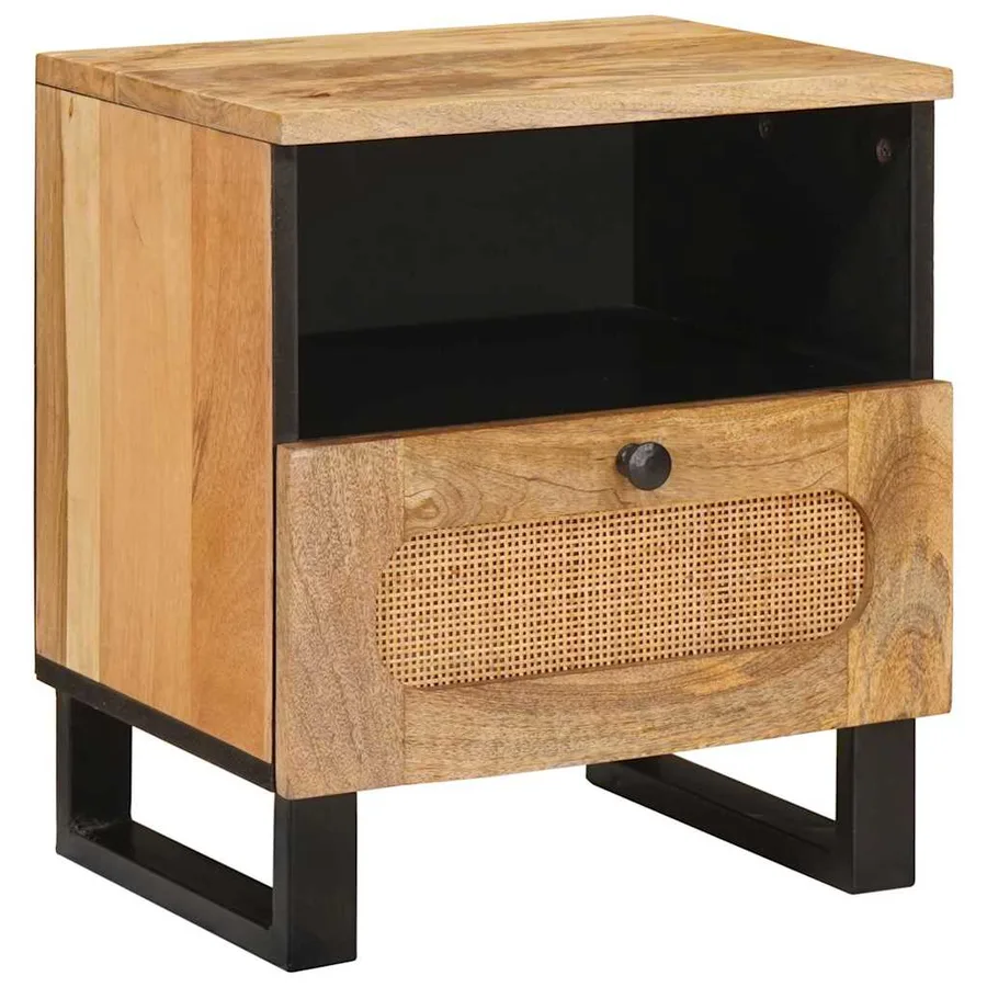 Cabinet de chevet avec tiroir 2 pcs Naturel 40 x 33 x 46 cm - 3