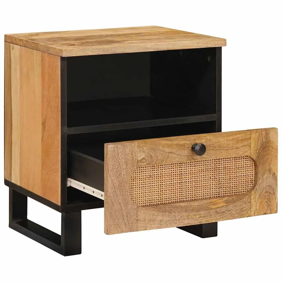Cabinet de chevet avec tiroir 2 pcs Naturel 40 x 33 x 46 cm - 4