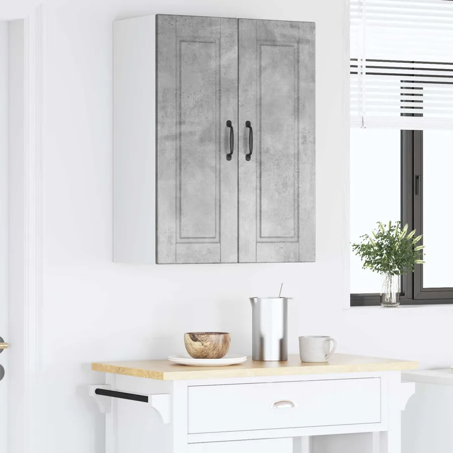Meuble mural PORTO Gris béton 60 x 31 x 80 cm Bois d'ingénierie - 4