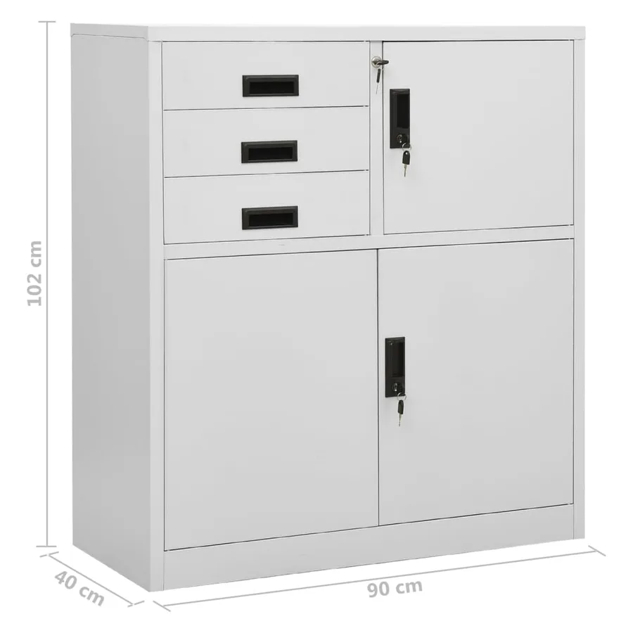 Armoire de bureau Gris clair 90x40x102 cm Acier - 10