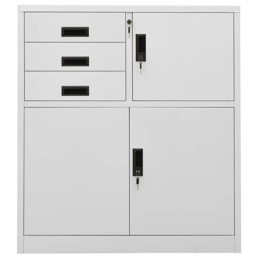 Armoire de bureau Gris clair 90x40x102 cm Acier - 2