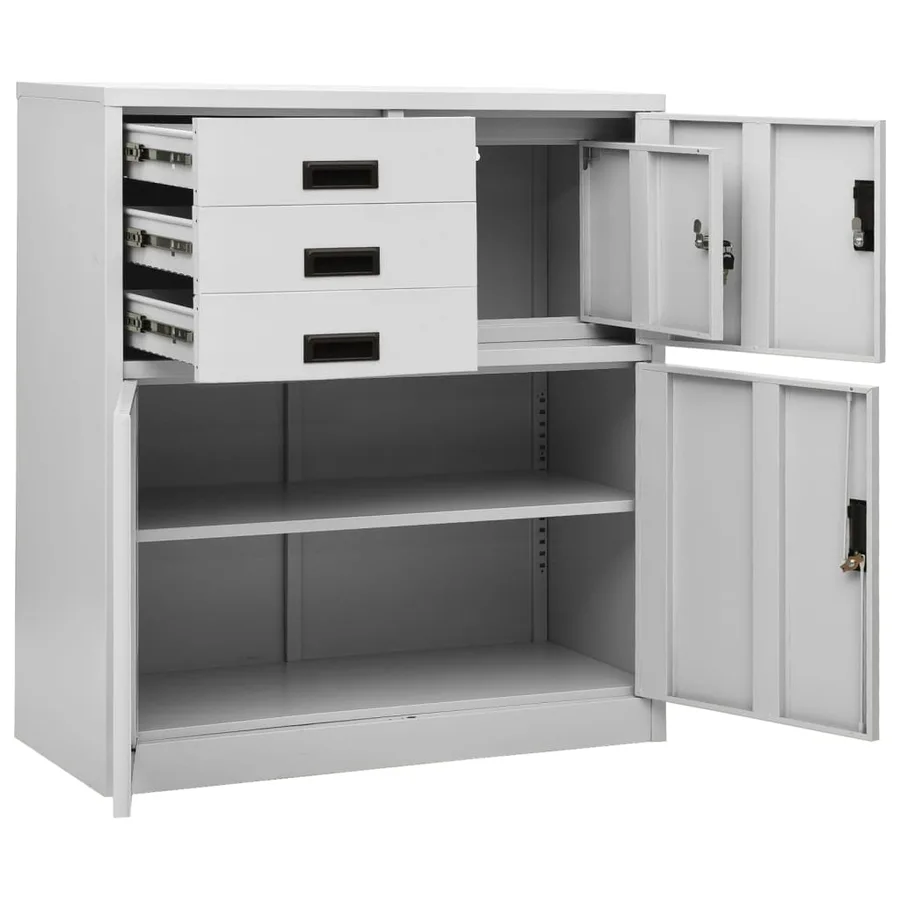 Armoire de bureau Gris clair 90x40x102 cm Acier - 6