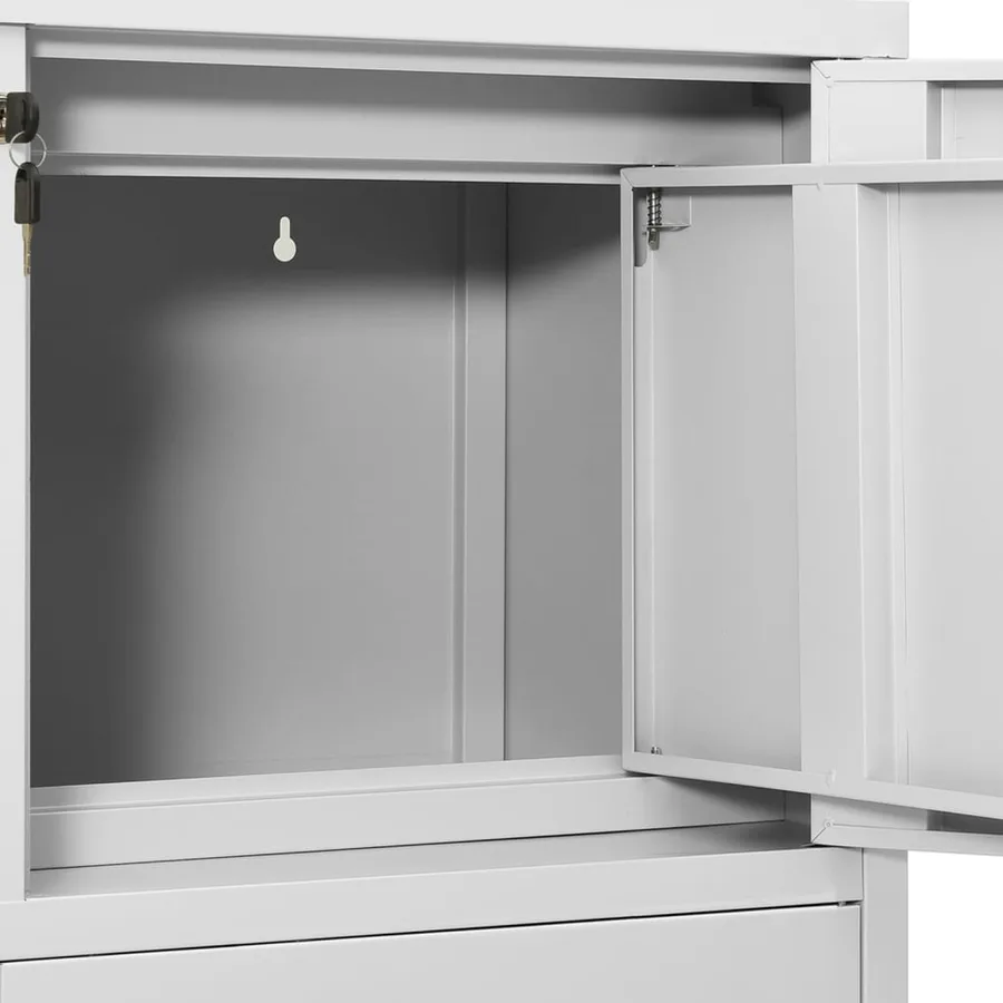 Armoire de bureau Gris clair 90x40x102 cm Acier - 7