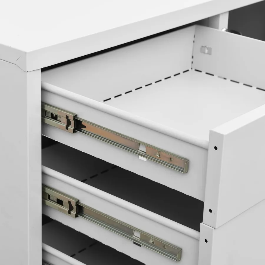 Armoire de bureau Gris clair 90x40x102 cm Acier - 8