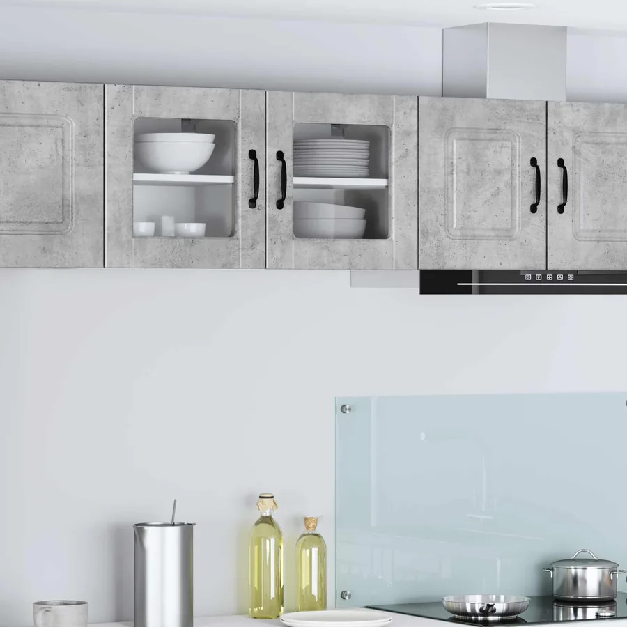Cabinet en verre mural PORTO 2 pcs Gris béton 40 x 31 x 40 cm