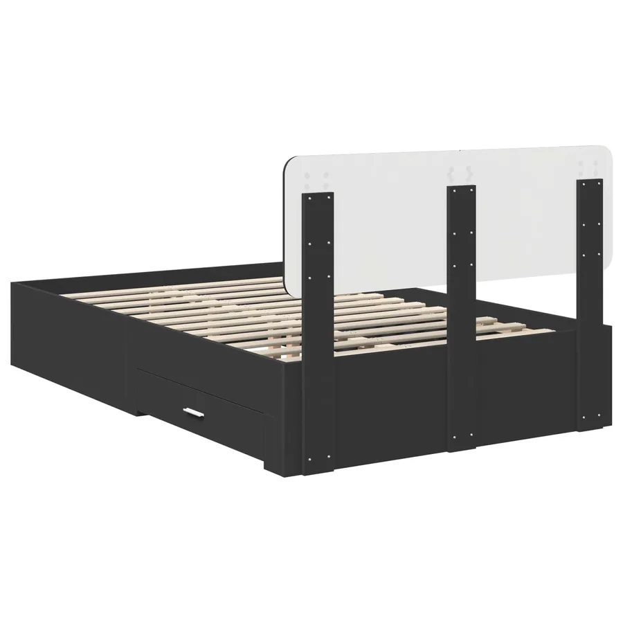 Cadre de lit avec tiroir Noir 135 x 190 cm Bois d'ingénierie - 10