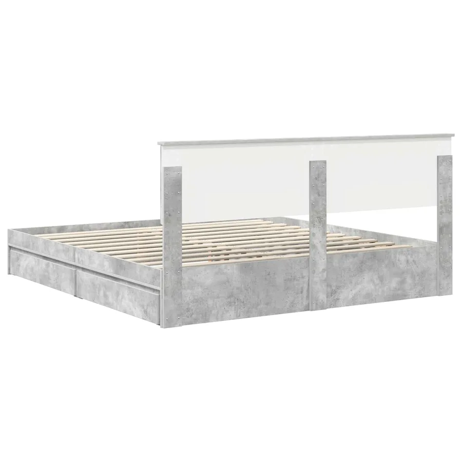 Lit de Rangement Gris béton 180 x 200 cm Bois d'ingénierie - 10