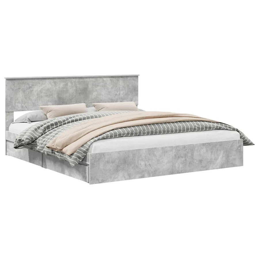 Lit de Rangement Gris béton 180 x 200 cm Bois d'ingénierie - 2