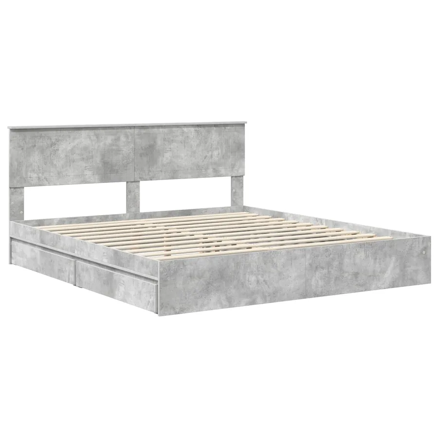 Lit de Rangement Gris béton 180 x 200 cm Bois d'ingénierie - 4